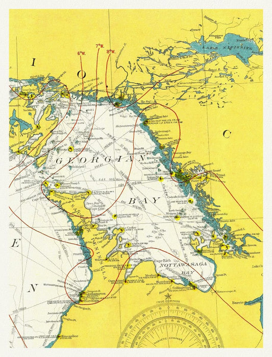 Canada: Great Lakes: Georgian Bay: Georgian Bay, Lake Huron Orthographic - The Map Chest