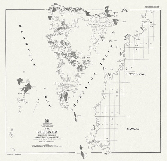 Canada: Great Lakes: Georgian Bay: Plan of islands in Georgian Bay district of Parry Sound, in front of the townships of Shawanaga and Carling, 1931 - The Map Chest