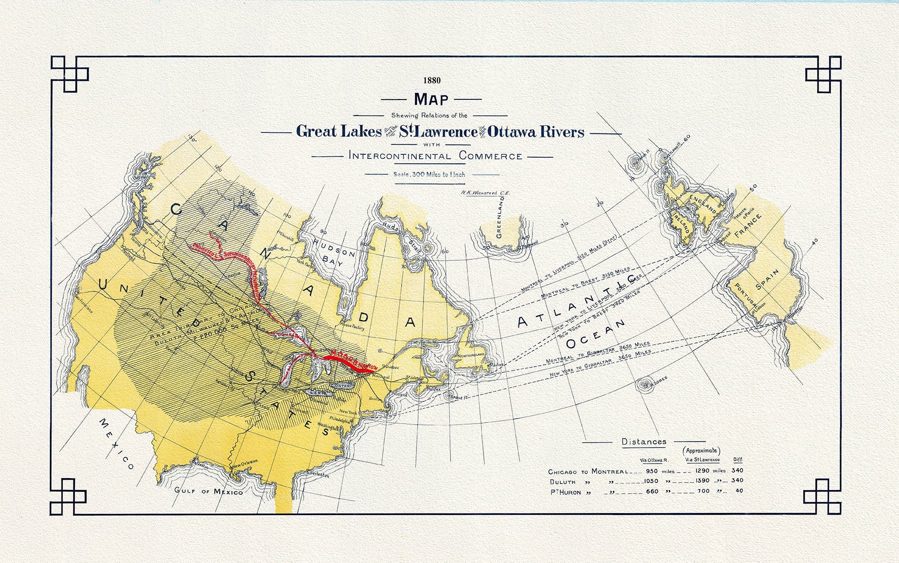 Canada: Great Lakes: Great Lakes St.Lawrence, Ottawa Rivers and InterContinental Commerce, 1880 - The Map Chest