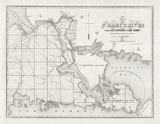 Canada: Great Lakes: Lake Huron: Colton, Magilton et Whitney, St. Mary's River From Lake Superior To Lake Huron, 1855 - The Map Chest