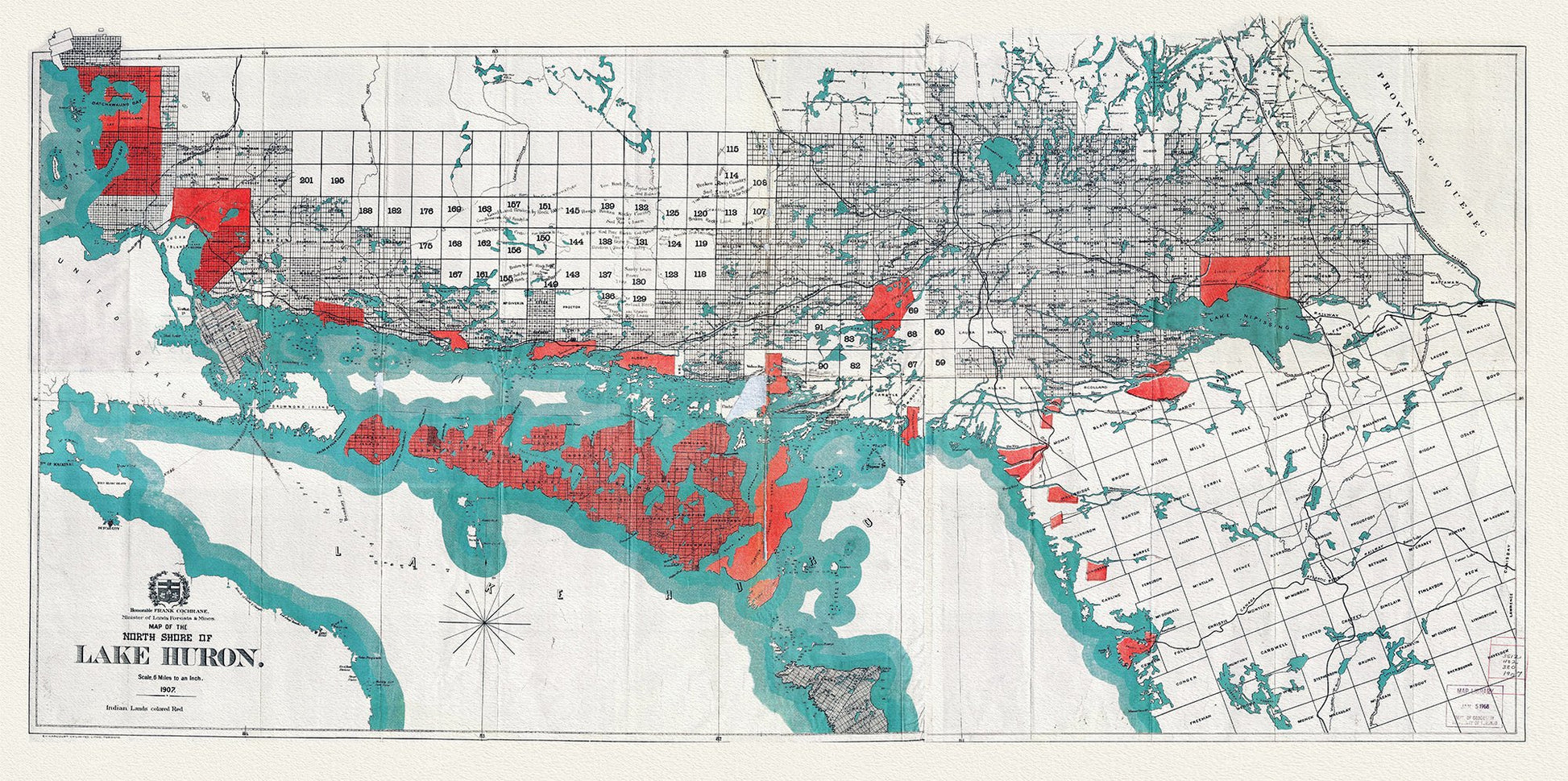 Canada: Great Lakes: Lake Huron: Map of the North Shore Indian Reservations of Lake Huron, 1927 - The Map Chest