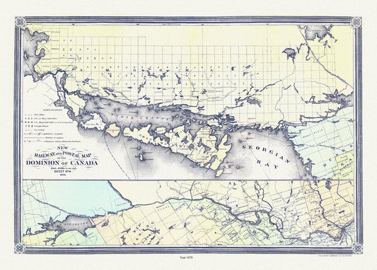 Canada: Great Lakes: Lake Huron: New railway and postal map of the Dominion of Canada. Sheet no. 4,1878 - The Map Chest