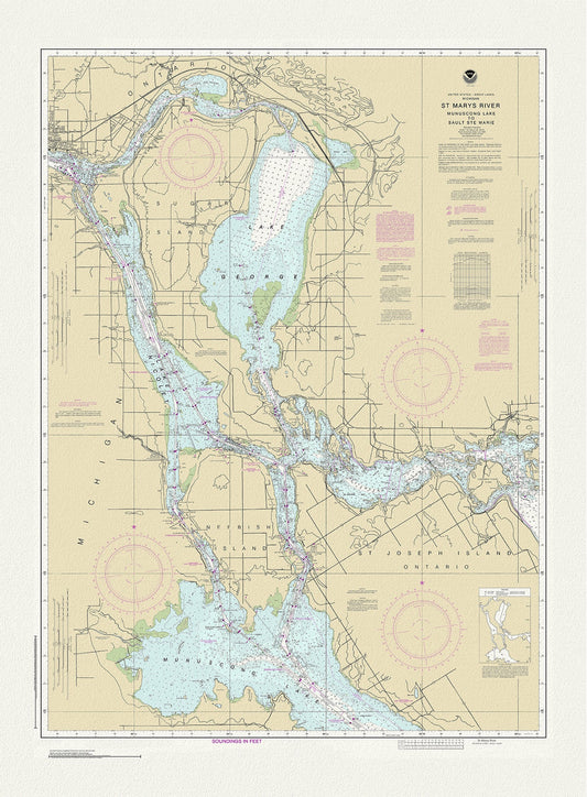 Canada: Great Lakes: Lake Huron: St. Mary's River, Manuscong Lake to Sault Ste Marie, 1983 - The Map Chest