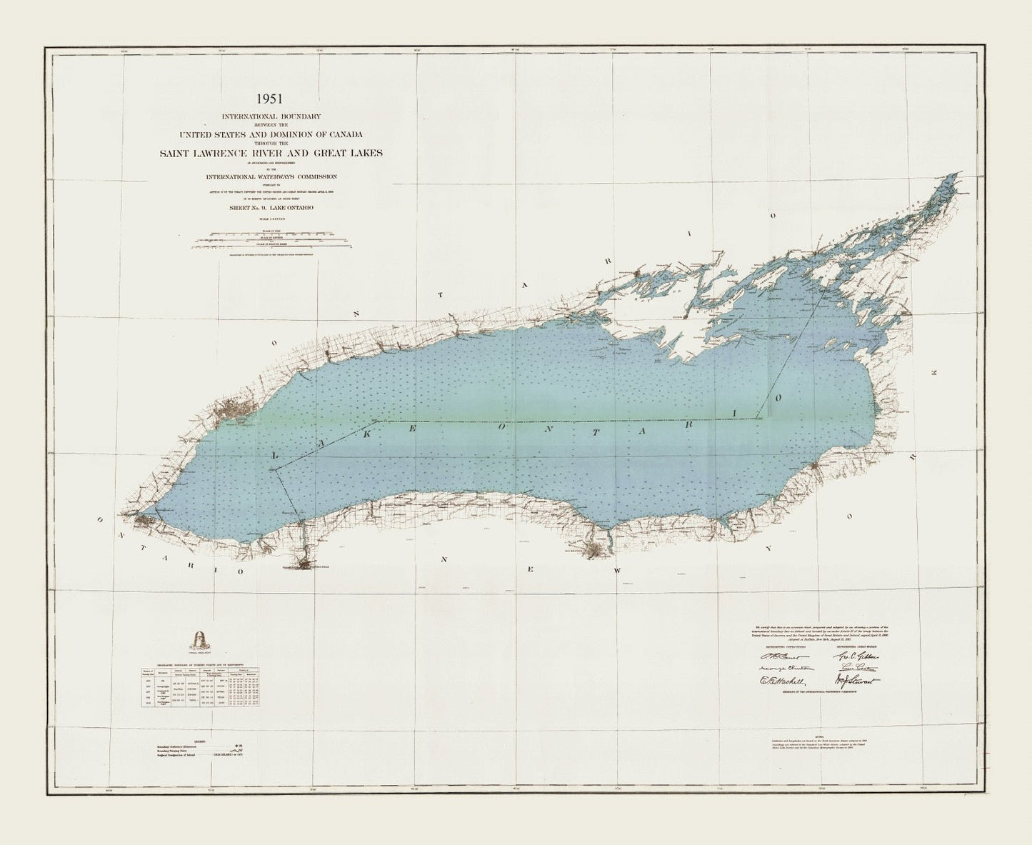 Canada: Great Lakes: Lake Ontario: International boundary between the United States and Dominion of Canada through the St. Lawrence River and Great Lakes, 1951 Page 9 - The Map Chest