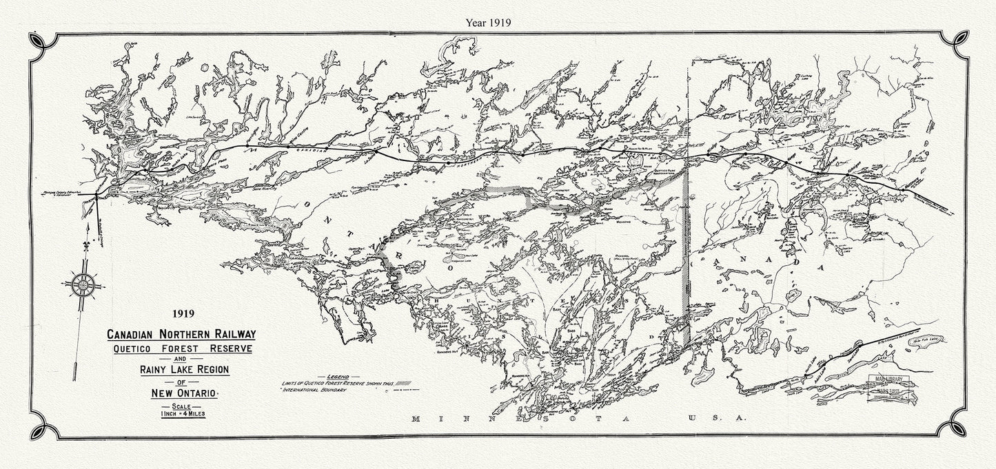Canada: Great Lakes: Lake Superior: Canadian Northern Railway Quetico forest reserve and Rainy Lake region of New Ontario, 1919 - The Map Chest