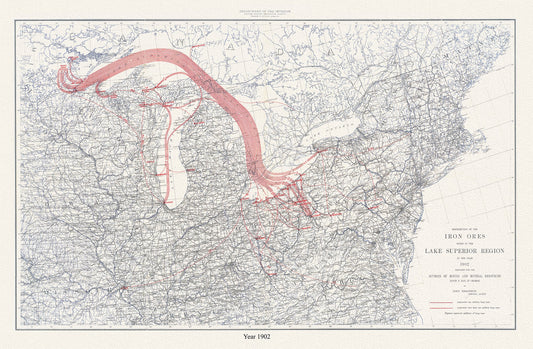 Canada: Great Lakes: Lake Superior: Distribution of the Iron Ores Mined in the Lake Superior Region, U.S. Department of the Interior, 1902 - The Map Chest