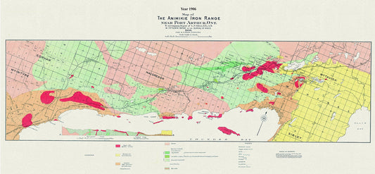 Canada: Great Lakes: Lake Superior: Geological Map of the Animikie Iron Range near Port Arthur, Ont.,1906 - The Map Chest