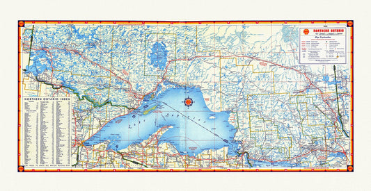 Canada: Great Lakes: Lake Superior: Northern Ontario Road Map, 1955 - The Map Chest