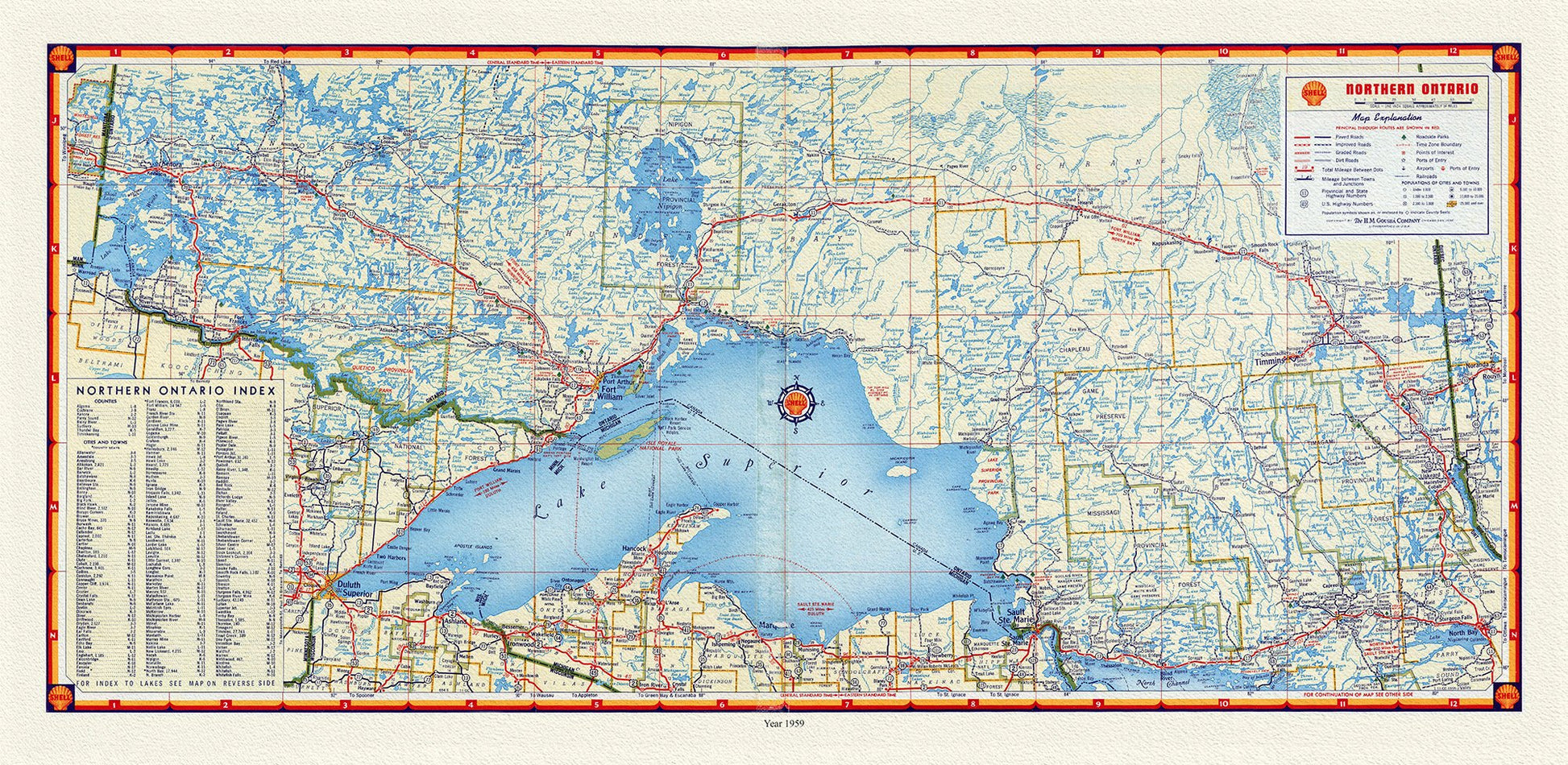 Canada: Great Lakes: Lake Superior: Shell Oil of Canada, Northern Ontario, 1959 - The Map Chest