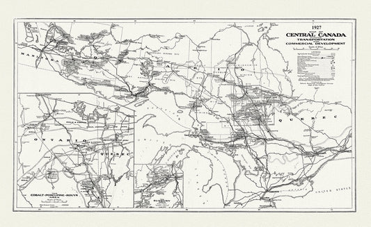 Canada: Great Lakes: Map of Central Canada Showing Transportation and Commercial Development, 1927 - The Map Chest