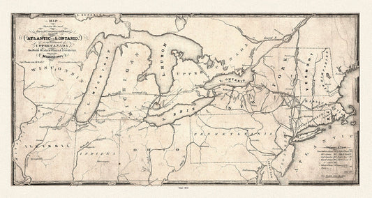 Canada: Great Lakes: Price, Map showing the most direct commercial route from the Atlantic, 1836 - The Map Chest