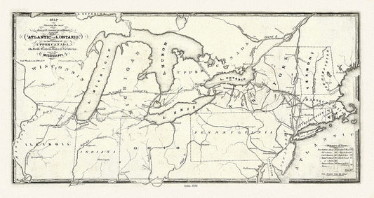 Canada: Great Lakes: Price, Map showing the most direct commercial route from the Atlantic via L. Ontario, to the province of Upper Canada, the north western states & territories, and to the Mississippi, 1836 - The Map Chest