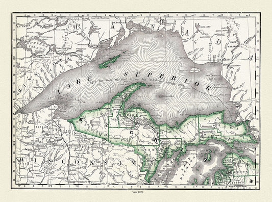 Canada: Great Lakes: Rand, McNally & Co., Lake Superior and Northern Michigan, 1878 - The Map Chest