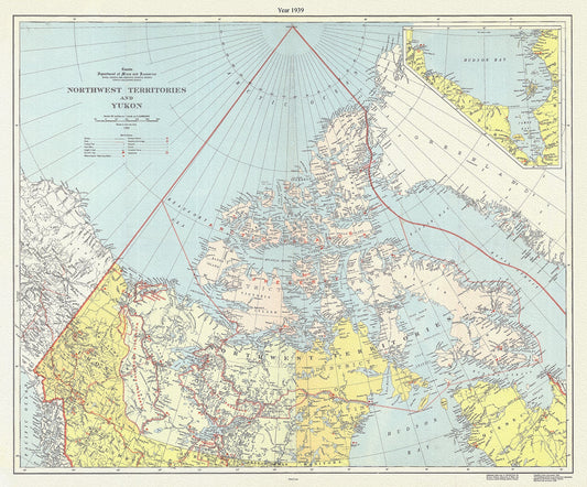 Canada: North and West: A General Map of Northern Territories and Yukon, Canada Department of Mines and Resources, 1939 - The Map Chest