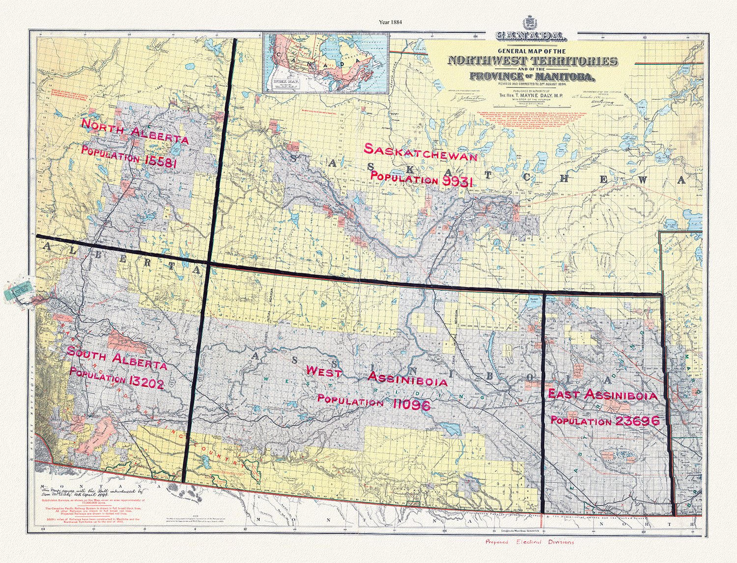 Canada: North and West: A General map of the Northwest Territories and of the Province of Manitoba, 1884 - The Map Chest
