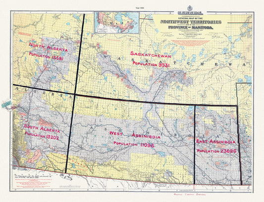 Canada: North and West: A General map of the Northwest Territories and of the Province of Manitoba, 1884 - The Map Chest