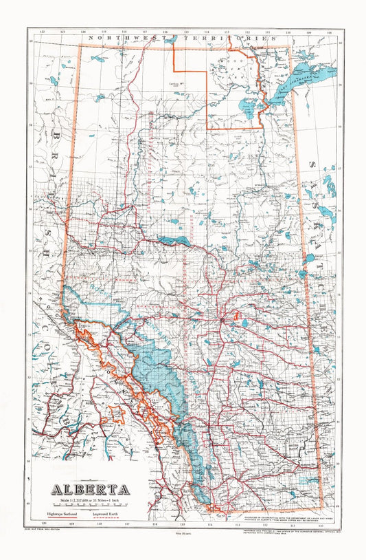 Canada North and West: Alberta, 1948 - The Map Chest
