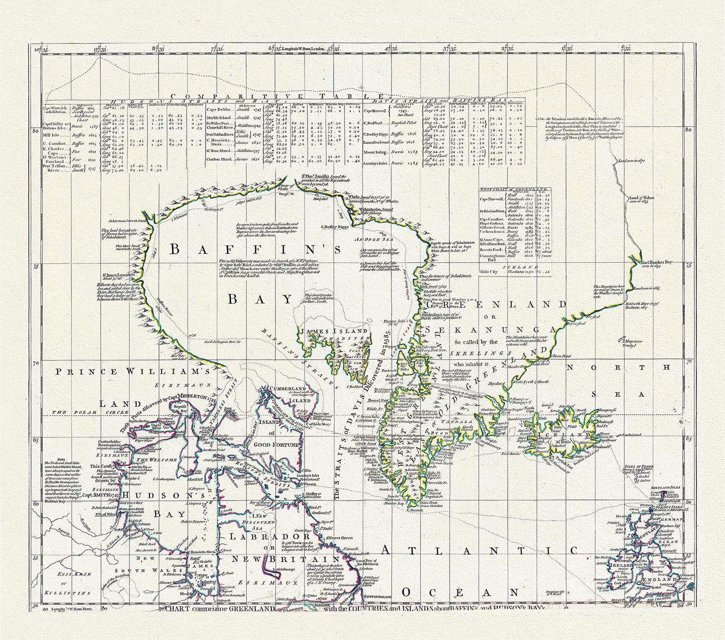 Canada: North and West: Baffin's Bay, Greanland and the North Atlantic Ocean - The Map Chest