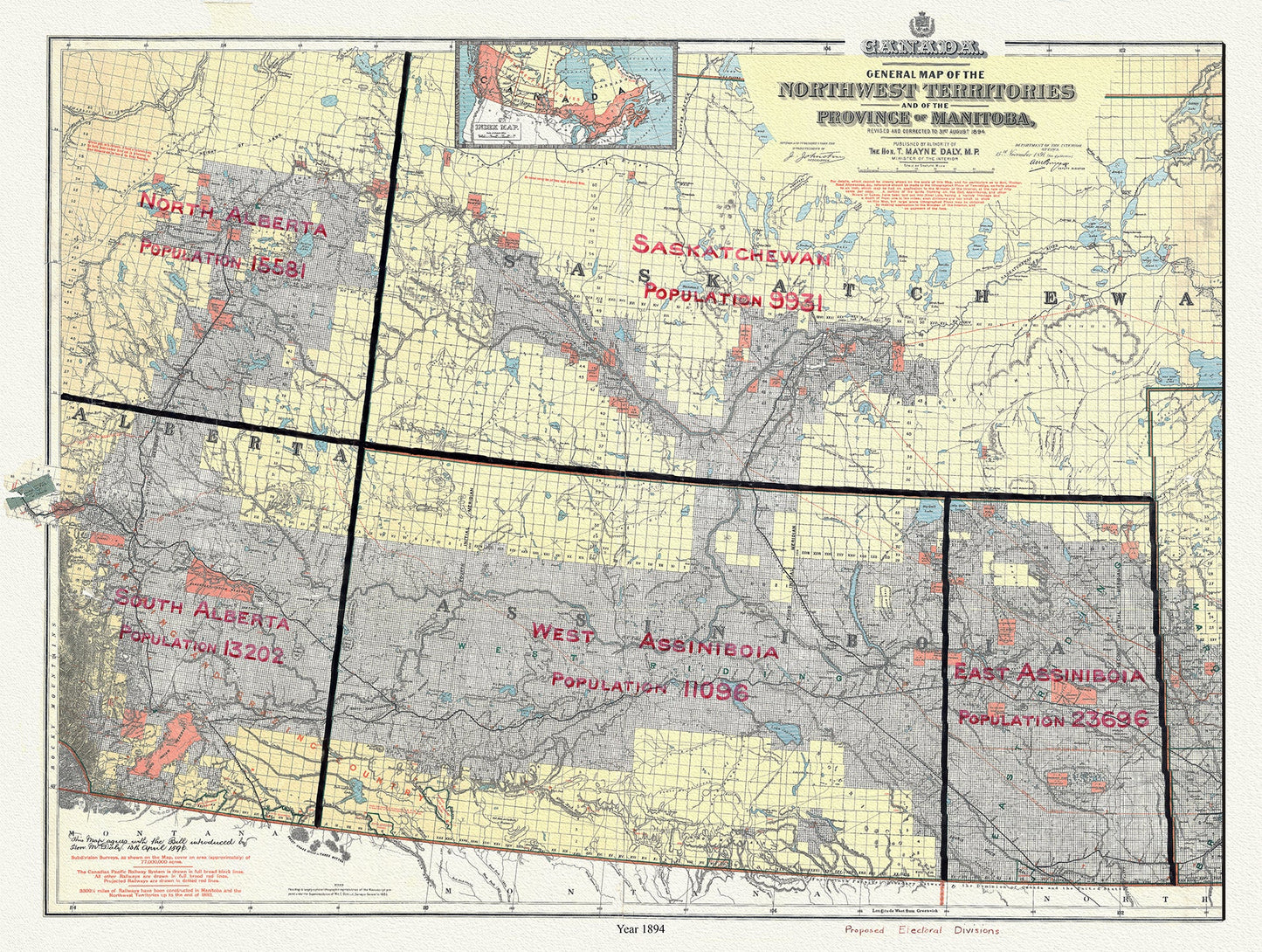 Canada: North and West: General map of the Northwest Territories and of the Province of Manitoba, 1894 - The Map Chest