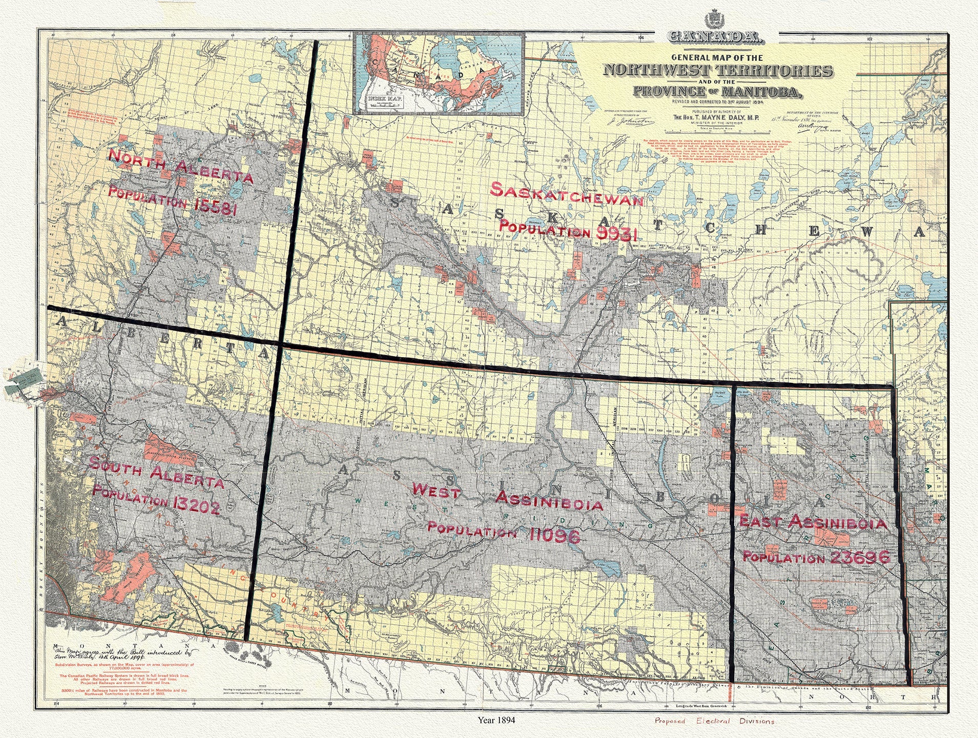 Canada: North and West: General map of the Northwest Territories and of the Province of Manitoba, 1894 - The Map Chest