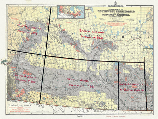 Canada: North and West: General map of the Northwest Territories and of the Province of Manitoba, 1894 - The Map Chest