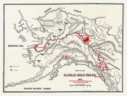 Canada: North and West: Map of the Alaskan gold fields, 1897 - The Map Chest