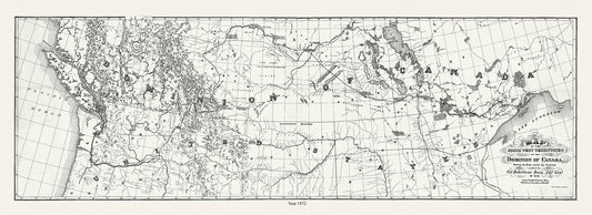 Canada: North and West: Map of the North West Territories of the Dominion of Canada shewing the route across the continent taken by Col. Robertson Ross, Adjt. Genl. in 1872, 16x48 - The Map Chest