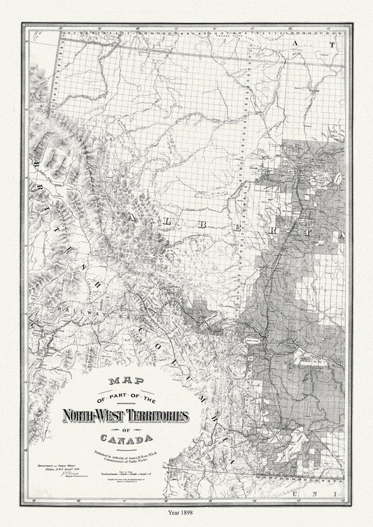 Canada North and West: Map of Western Alberta, formerly N.W.T., 1898 - The Map Chest