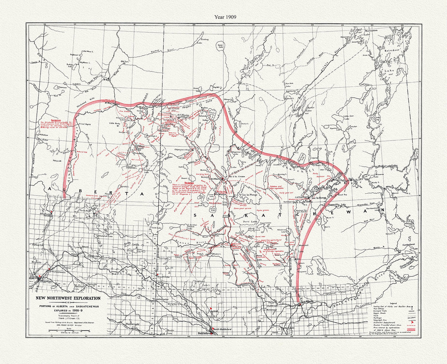Canada: North and West: New northwest exploration, Portions of Alberta and Saskatchewan,1909 - The Map Chest
