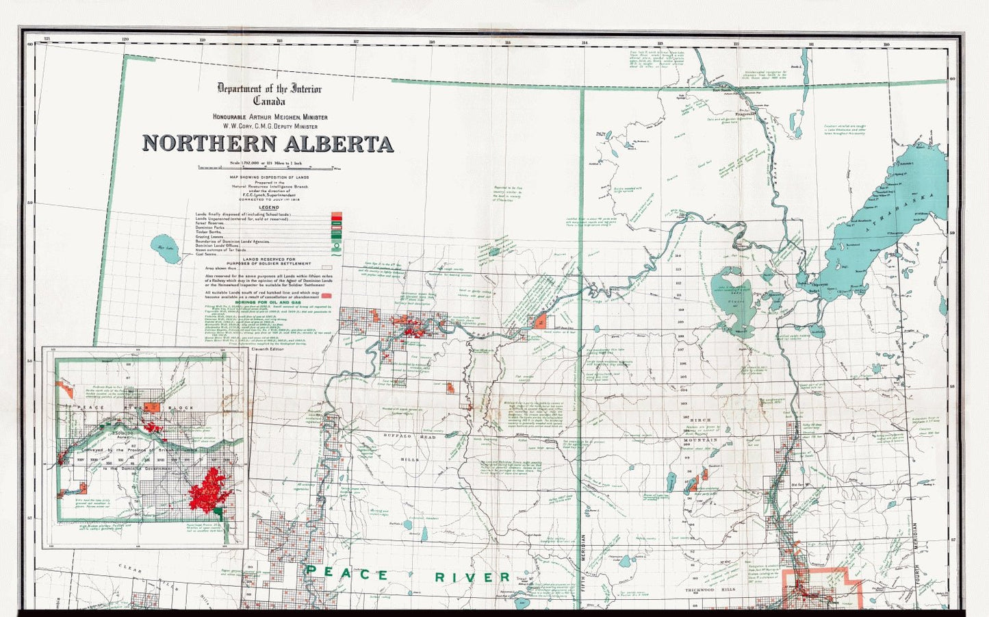 Canada North and West: Northern Alberta, map showing disposition of lands, 1918 - The Map Chest