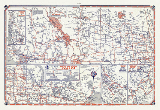 Canada: North and West: Road Map of Western and Central Canada, 1948 - The Map Chest