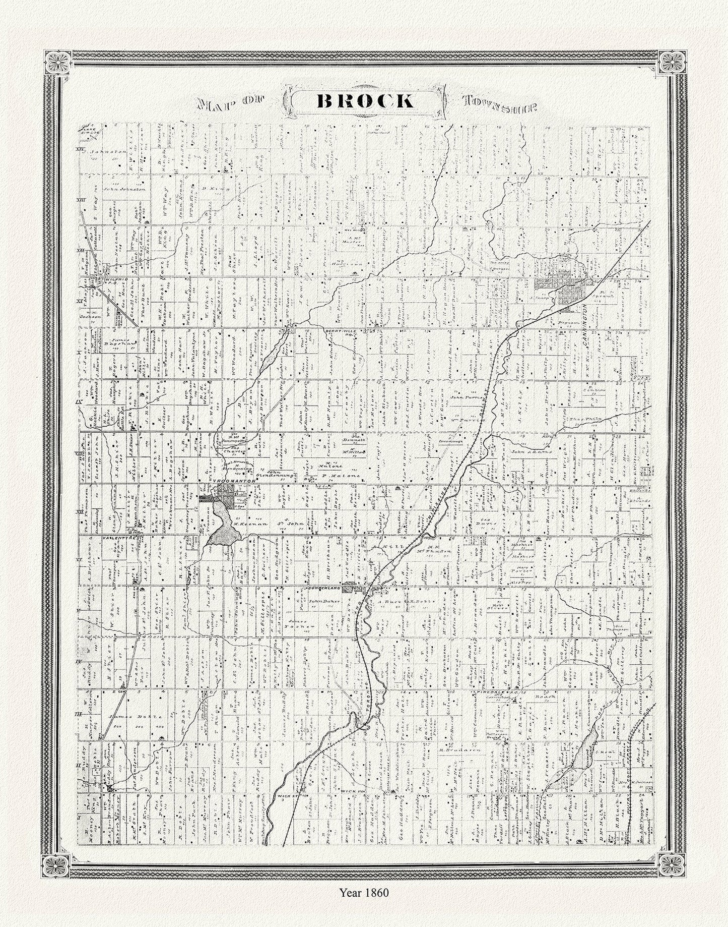 Canada: Ontario: Brock Township, Ontario County, 1860 - The Map Chest