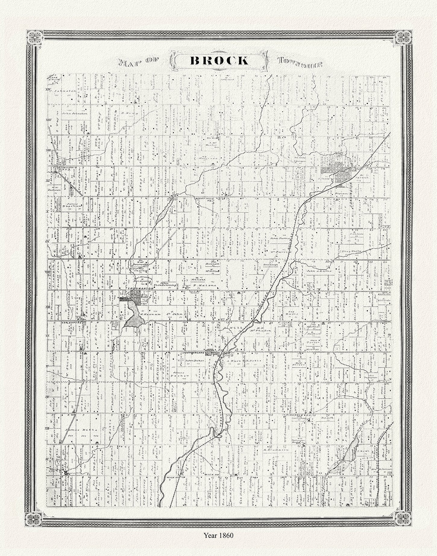 Canada: Ontario: Brock Township, Ontario County, 1860 - The Map Chest