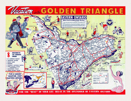 Canada: Ontario: East: Eastern Ontario, Vacation map and guide, 1959 - The Map Chest