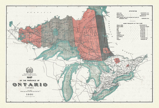 Canada: Ontario: Overall: Province of Ontario, 1901 - The Map Chest