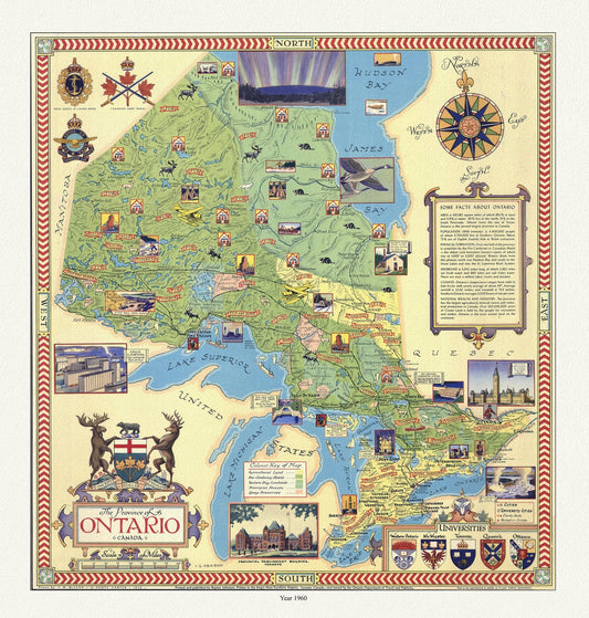 Canada: Ontario: Overall: The Province of Ontario, Canada, 1950 - The Map Chest