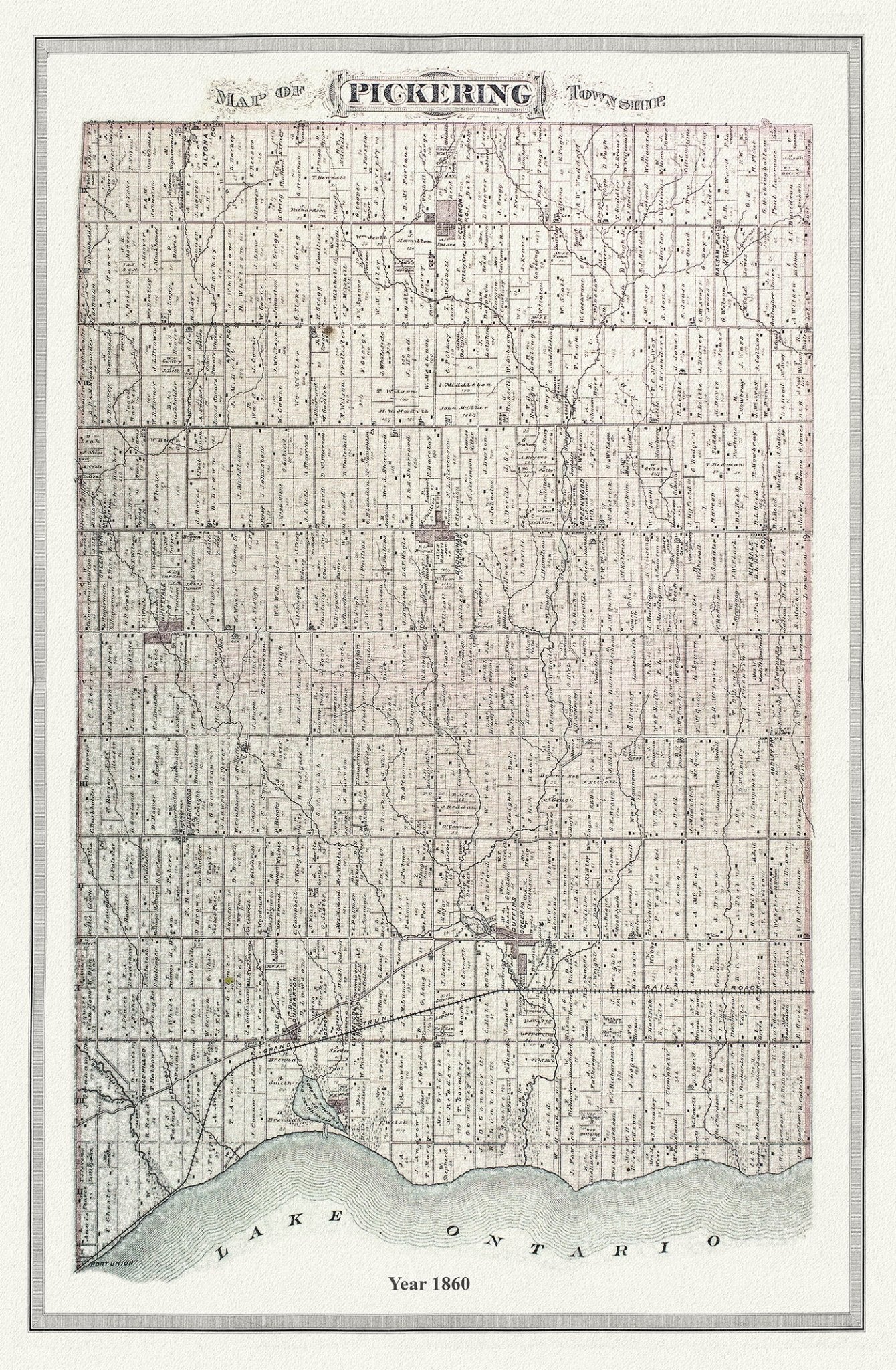 Canada: Ontario: Pickering Township, Ontario County, 1860 - The Map Chest