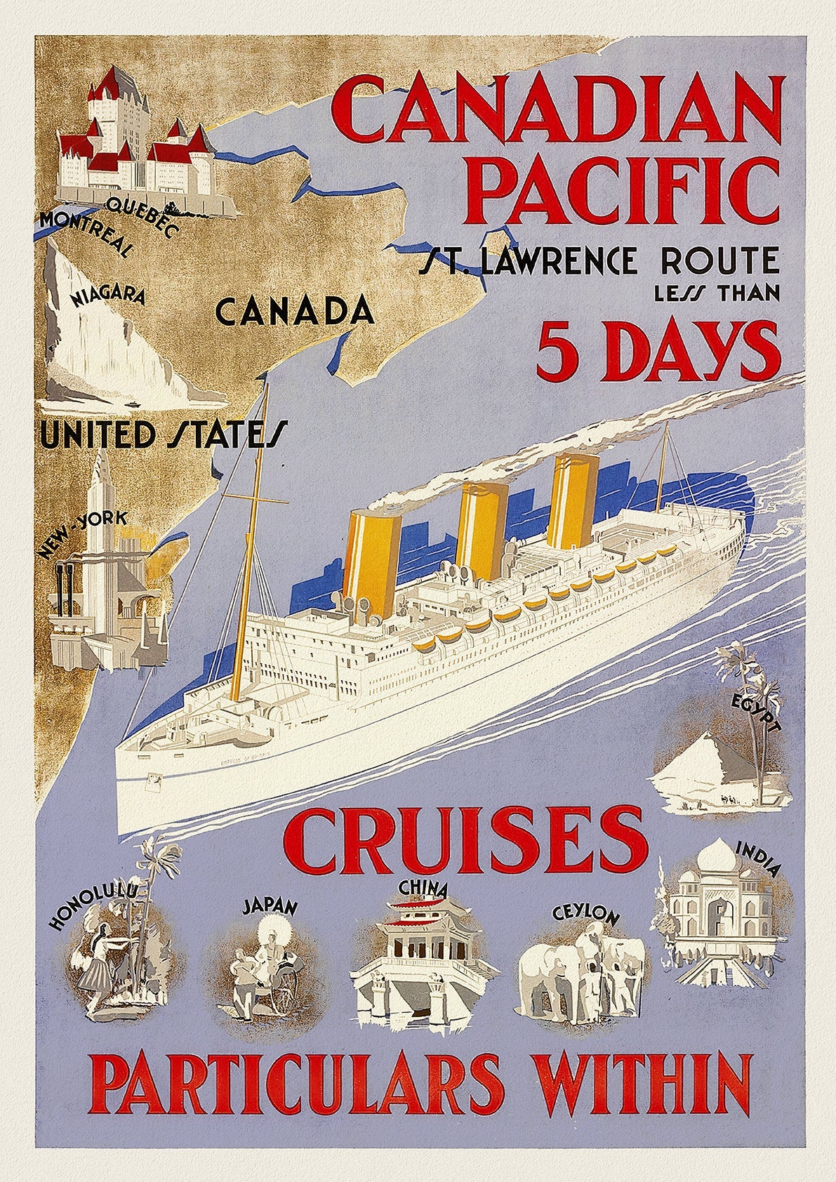 Canada: Posters: Travel: Ship, Cruise: Canadian Pacific Cruises - The Map Chest