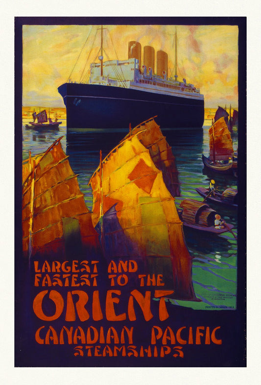 Canada: Posters: Travel: Ship, Cruise: Canadian Pacific Steamships, Largest to the Orient - The Map Chest