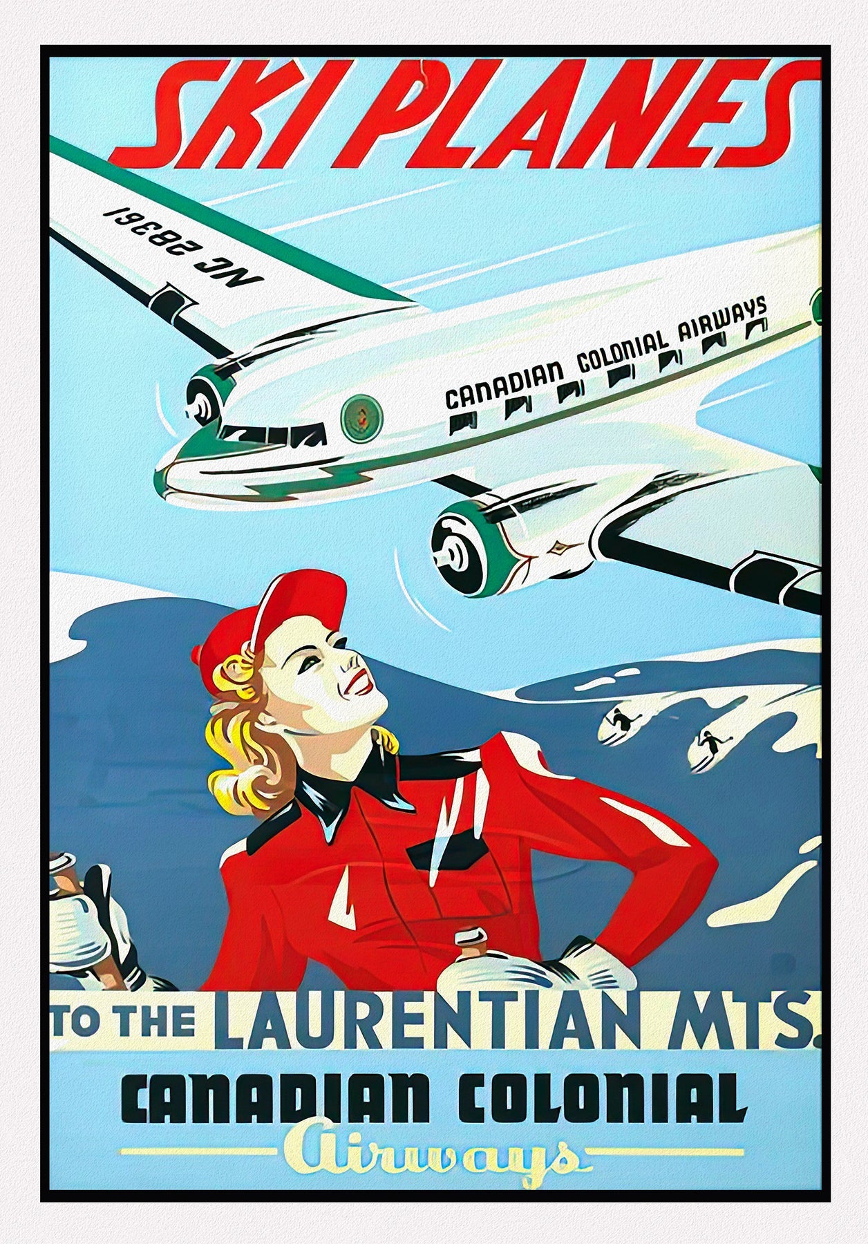 Canada: Posters: Travel: Ski, Skiing: Canadian Colonial Airways, Ski Planes to the Laurentians - The Map Chest