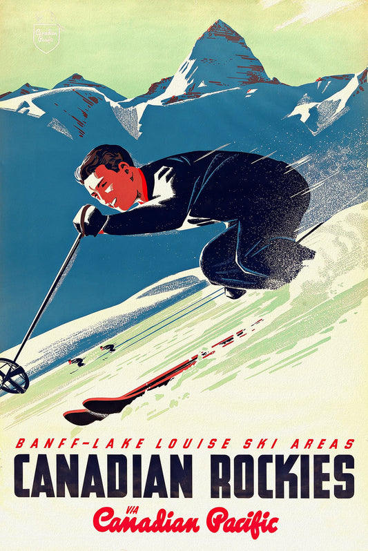 Canada: Posters: Travel: Ski, Skiing: Canadian Pacific, Banff - Lake Louise Ski Areas - The Map Chest