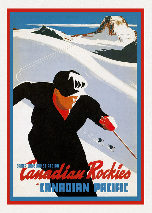 Canada: Posters: Travel: Ski, Skiing: Canadian Pacific, Canadian Rockies, Banff - Lake Louise, c.1950 - The Map Chest