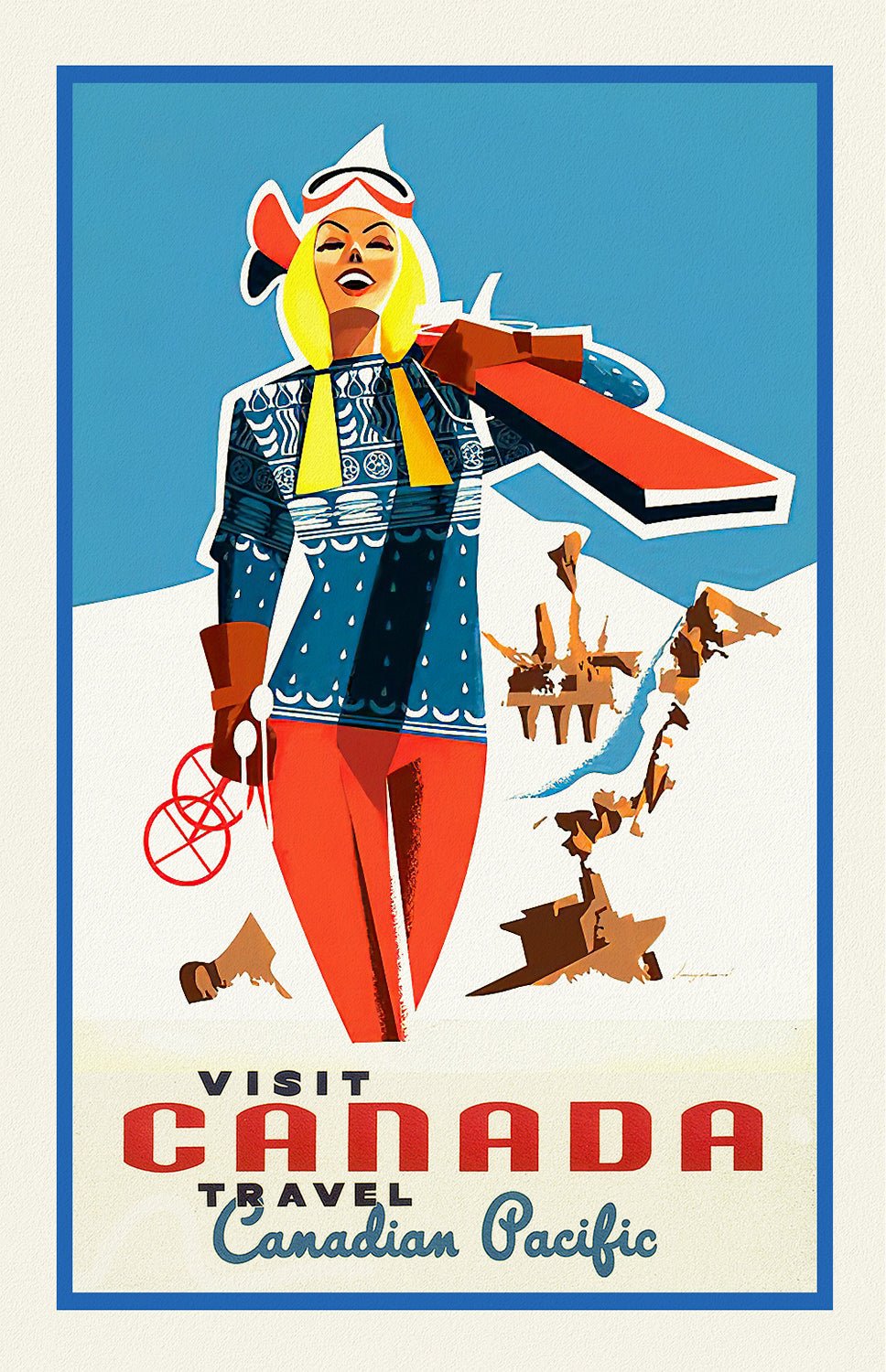 Canada: Posters: Travel: Ski, Skiing: Canadian Pacific, Visit Canada, Ver. XIX - The Map Chest