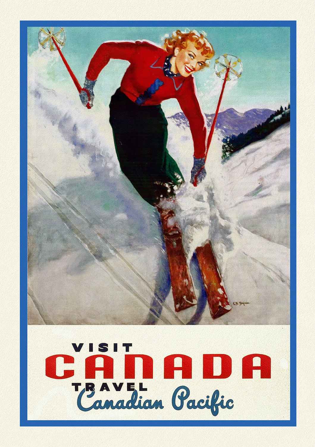 Canada: Posters: Travel: Ski, Skiing: Canadian Pacific, Visit Canada, Ver. XV - The Map Chest