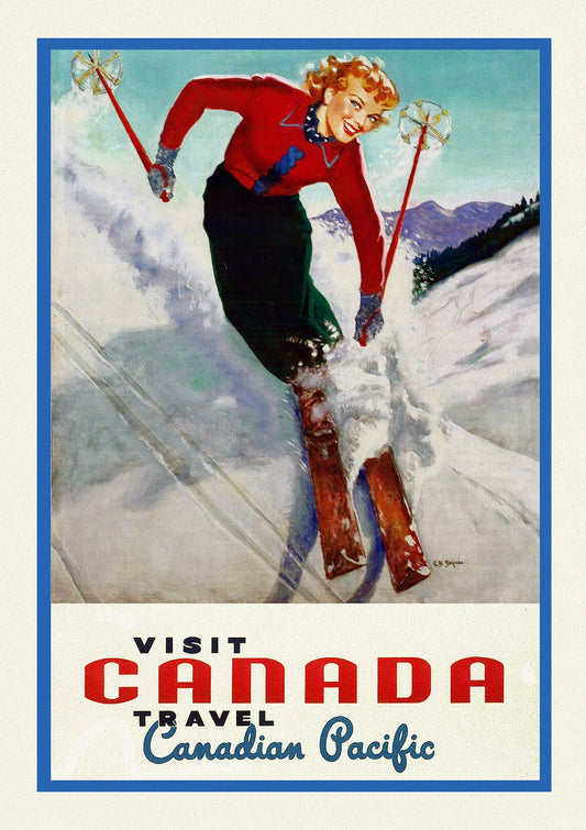 Canada: Posters: Travel: Ski, Skiing: Canadian Pacific, Visit Canada, Ver. XV - The Map Chest