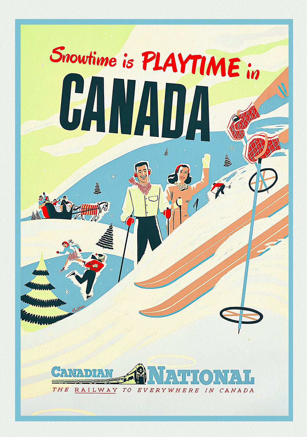 Canada: Posters: Travel: Ski, Skiing: Snowtime is Playtime, CNR - The Map Chest