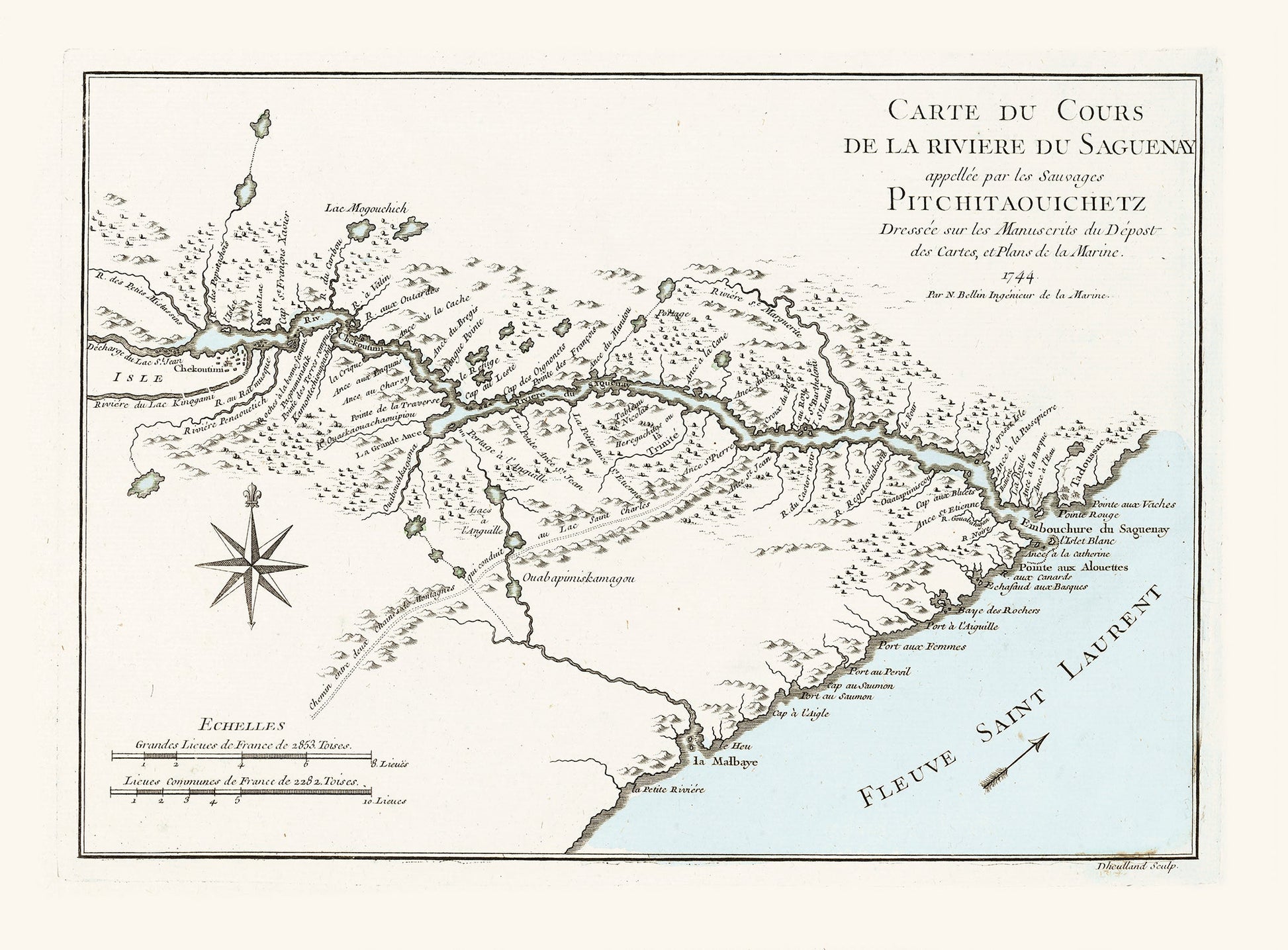 Canada: Quebec: St. Lawrence River Valley: Bellin, Carte du Cours de la riviere du Saguenay, 1745 - The Map Chest
