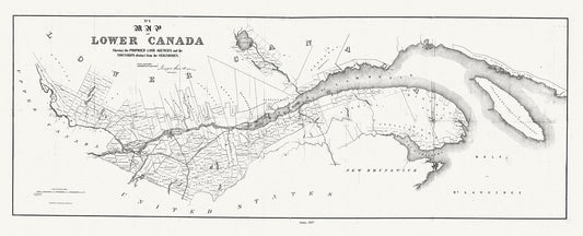 Canada: Quebec: St. Lawrence River Valley: Bouchette, Map of Lower Canada shewing the proposed land agencies and the townships distinct from the seigniories, 1857 - The Map Chest