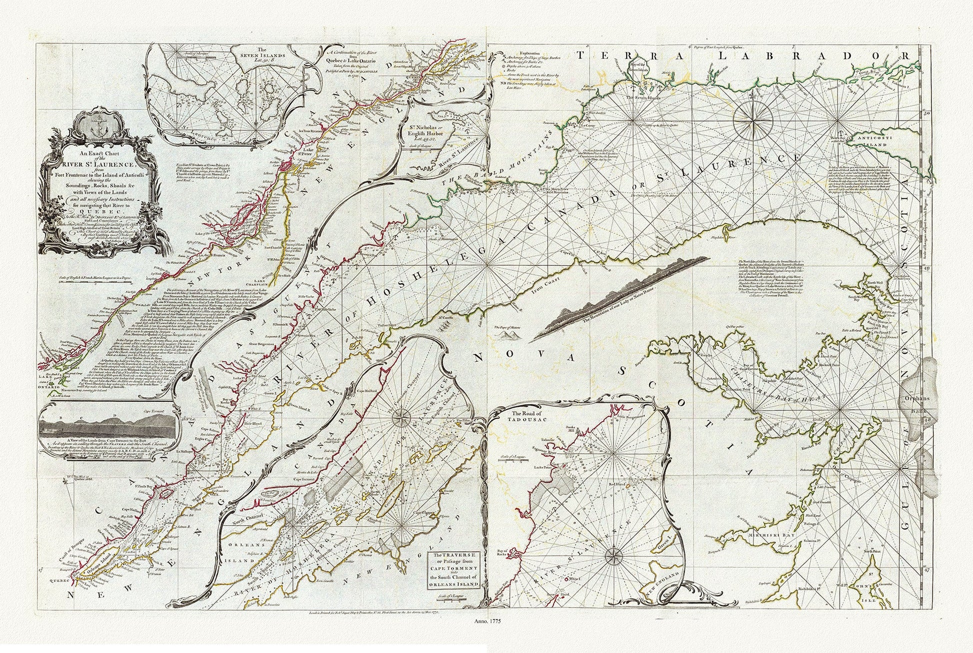 Canada: Quebec: St. Lawrence River Valley: Jefferys, An Exact Chart of the River St. Laurence, 1775 - The Map Chest
