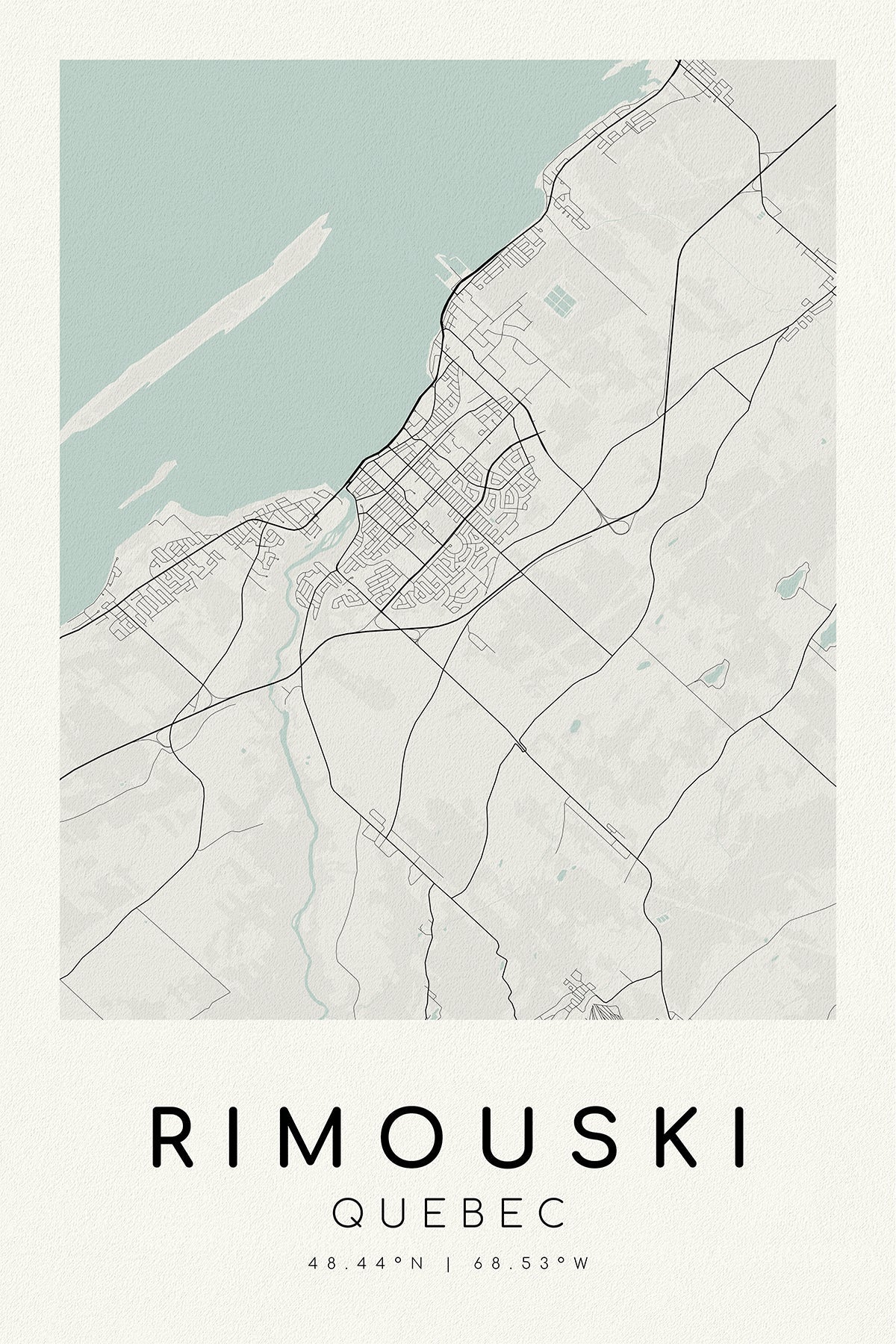 Canada: Quebec: St. Lawrence River Valley: Rimouski, Quebec, A Modern Map - The Map Chest